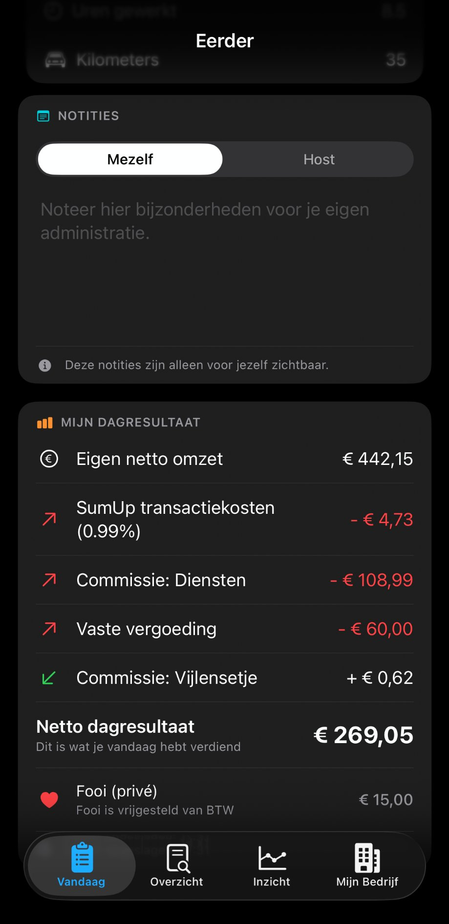 ZumFlo daily result screen