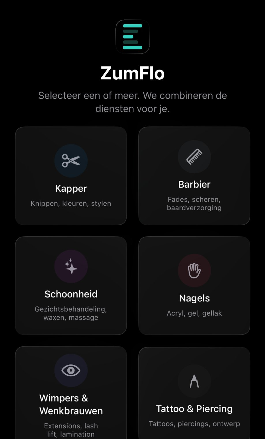 ZumFlo onboarding beroepskeuze