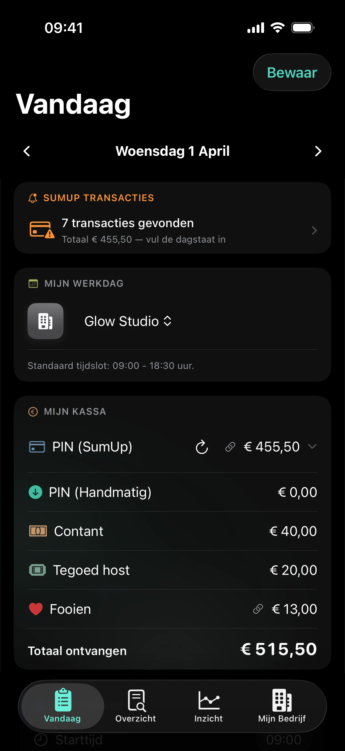 ZumFlo dagstaat — Mijn Kassa met SumUp integratie